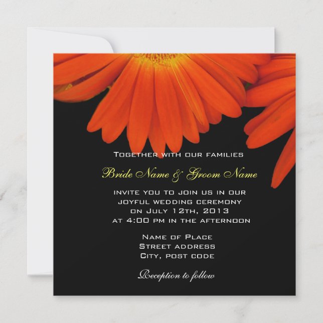 invitación de boda de gerbera daisy naranja elegan (Anverso)