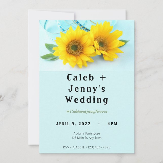 Invitación de boda de girasol bonita (Anverso)