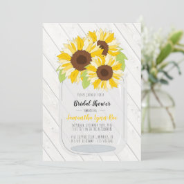 Invitación de boda de girasol gris amarillo rústic