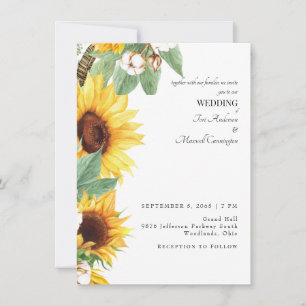 Invitación de boda de girasol moderno sin padres