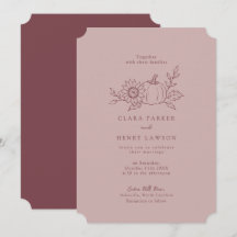 Invitación de boda de girasol y calabaza rosa polv