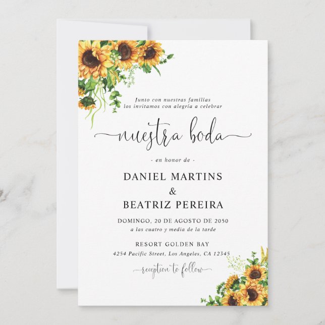 Invitación de Boda de Girasoles (Anverso)