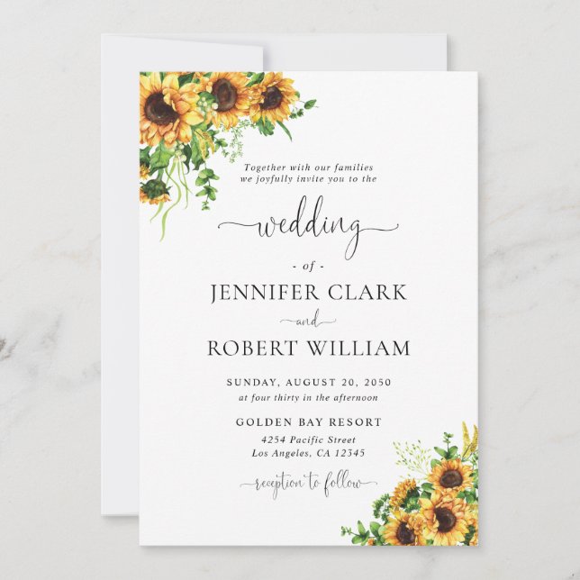 Invitación de Boda de Girasoles (Anverso)