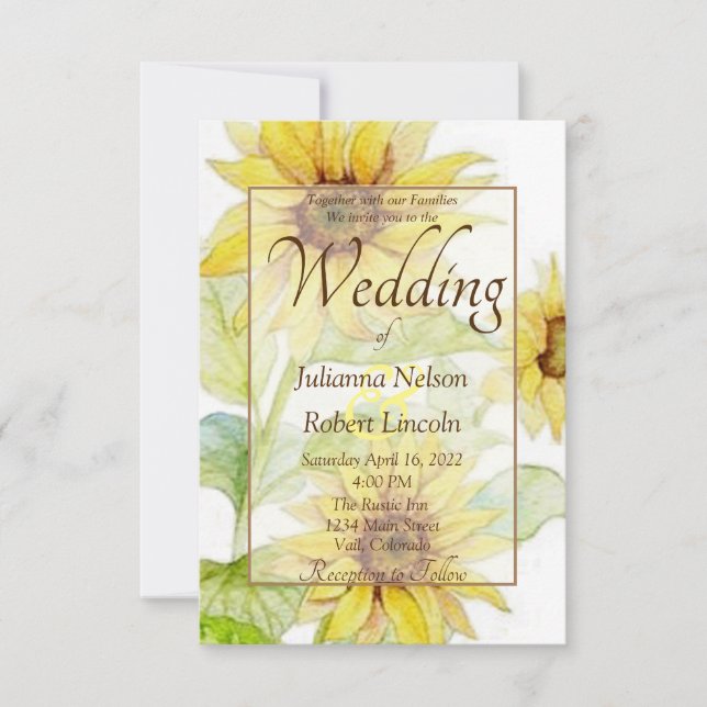 Invitación de boda de girasoles (Anverso)