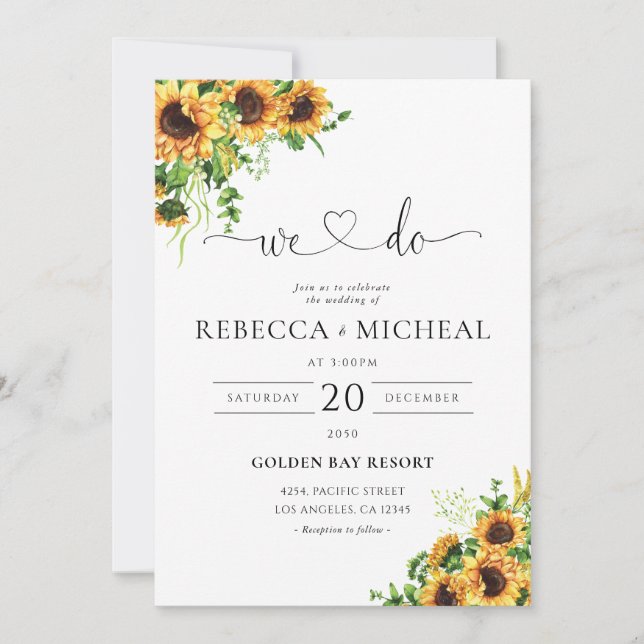 Invitación de Boda de Girasoles (Anverso)