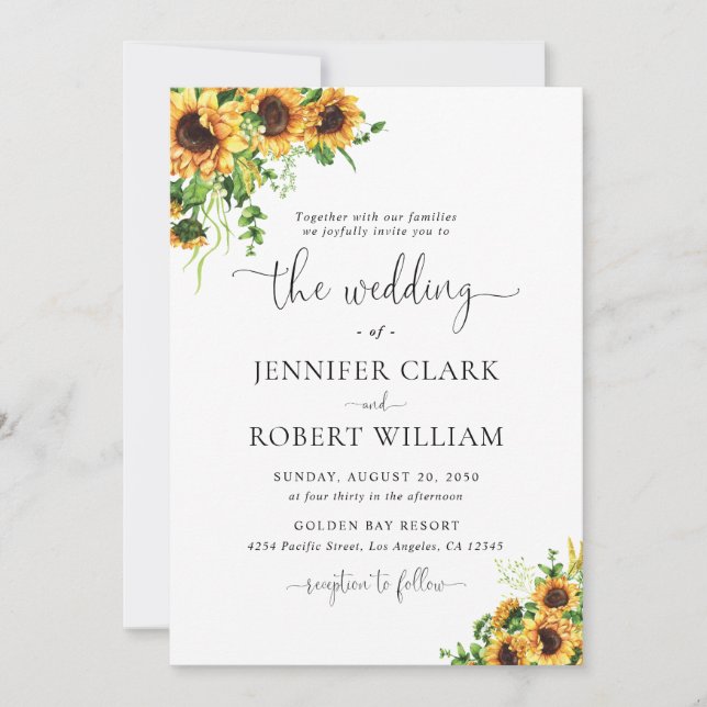 Invitación de Boda de Girasoles (Anverso)