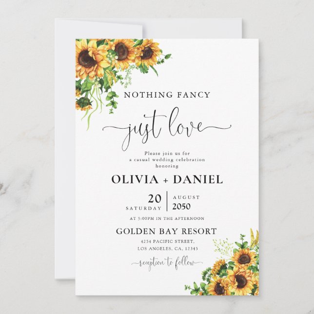 Invitación de Boda de Girasoles (Anverso)