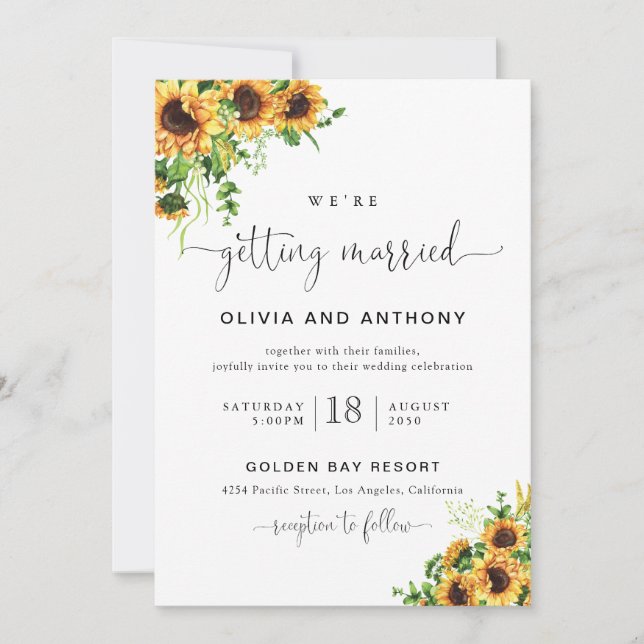 Invitación de Boda de Girasoles (Anverso)