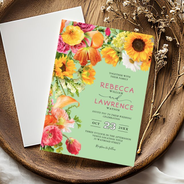 invitación de boda de girasoles amarillos modernos (Subido por el creador)