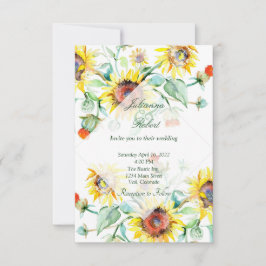 Invitación de boda de girasoles de acuarela solead