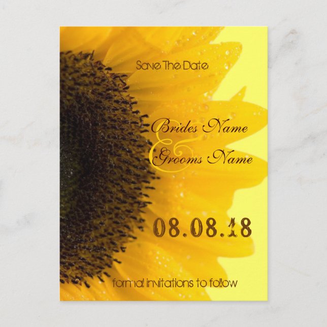 Invitación de boda de girasoles elegante y hermosa (Anverso)