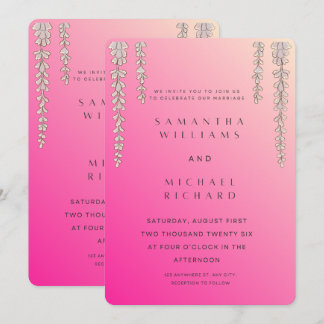 Invitación de boda de glicina ombre rosa moderna -
