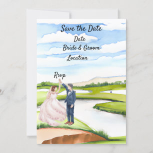 Invitación de boda de gol Save the date Acuarela