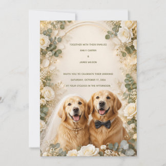 Invitación de boda de Golden Retriever | Elegante