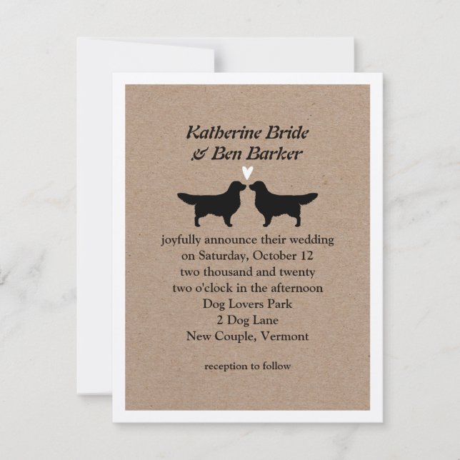 Invitación de boda de Golden Retrievers (Anverso)