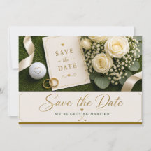 Invitación de boda de golf para guardar la fecha