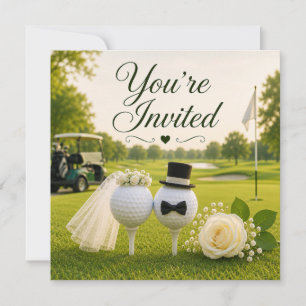 Invitación de boda de golf para novia y novio