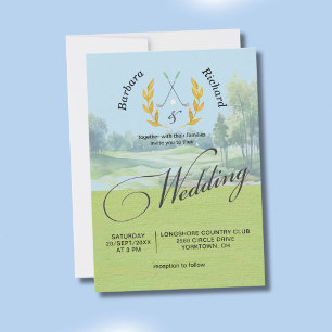 Invitación de boda de golf personalizada con acuar