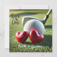 Invitación de boda de golfista con bola de golf en