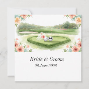 Invitación de boda de golfista con bola de golf en