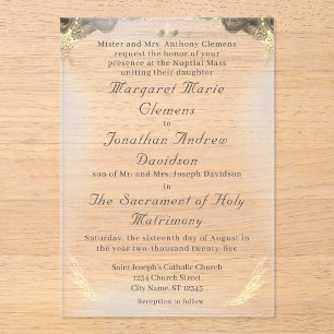 Invitación de boda de gracia católica en acrílico