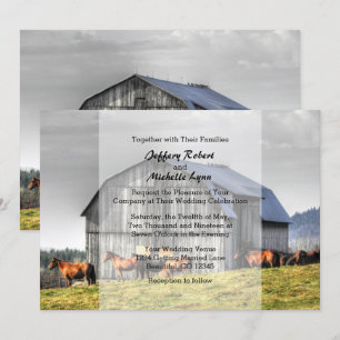 Invitación de boda de granero rústico campestre y 