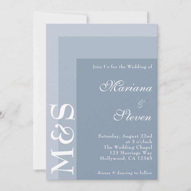 Invitación de boda de guión simple moderno chic az (Anverso)