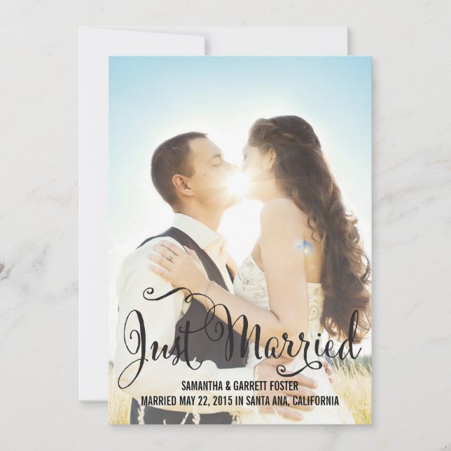 Invitación de Boda de guiones románticos - Negro (Anverso)