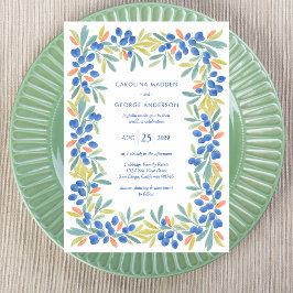 Invitación de boda de guirnalda de olivo