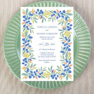 Invitación de boda de guirnalda de olivo