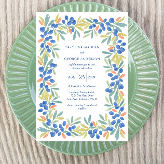 Invitación de boda de guirnalda de olivo (Subido por el creador)