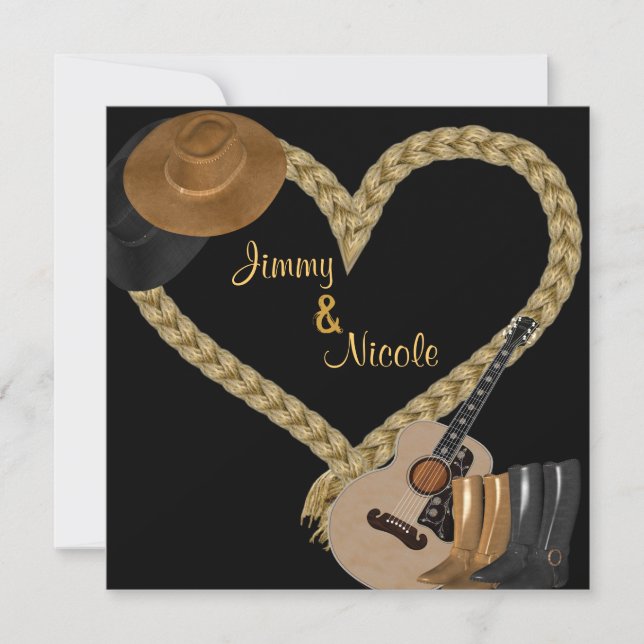 INVITACIÓN DE BODA DE GUITARRA OCCIDENTAL (Anverso)
