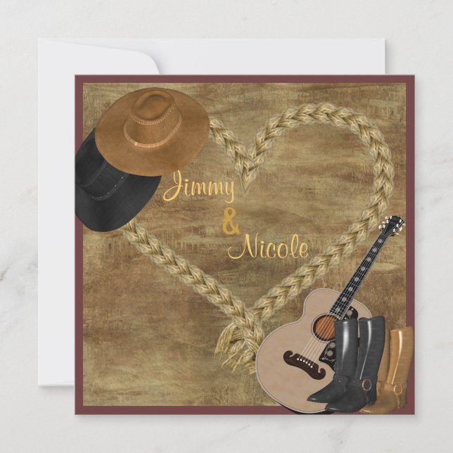 INVITACIÓN DE BODA DE GUITARRA OCCIDENTAL (Anverso)