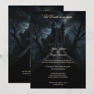 invitación de boda de Halloween castillo embrujado