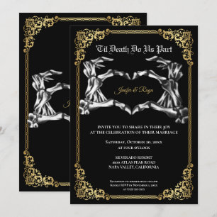 Invitación de boda de Halloween de esqueleto gótic