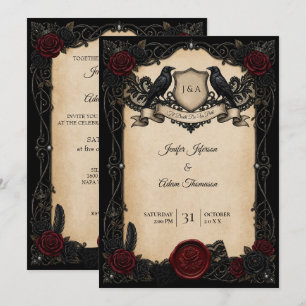 Invitación de boda de Halloween de gótico vampiro