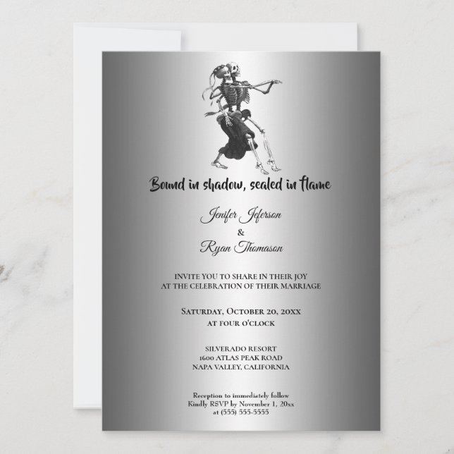 Invitación de boda de Halloween gótica (Anverso)