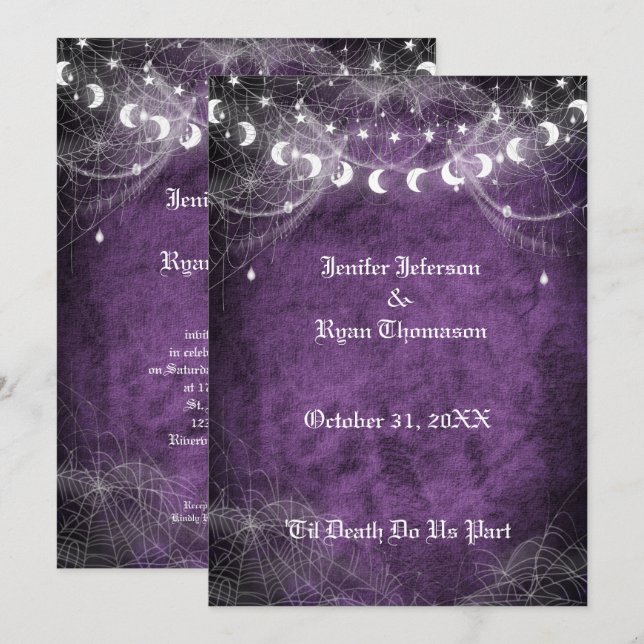 invitación de boda de Halloween gótica (Anverso / Reverso)
