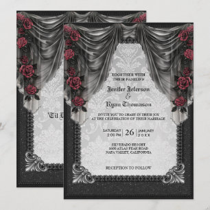 invitación de boda de Halloween gótica
