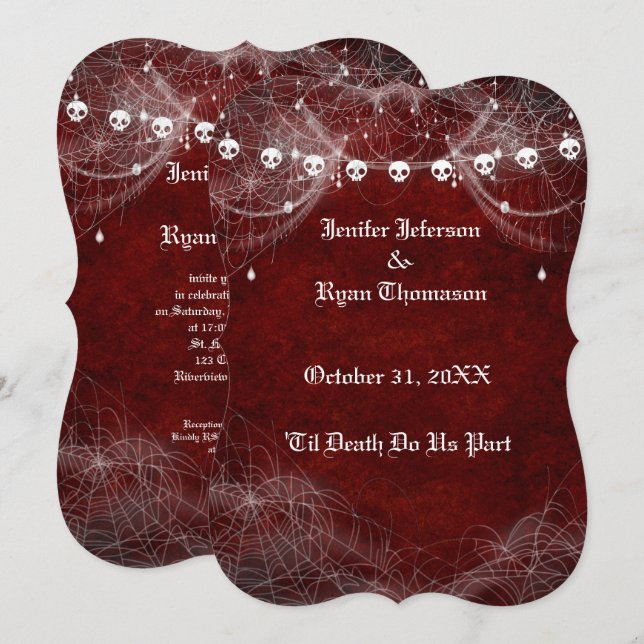 invitación de boda de Halloween gótica (Anverso / Reverso)