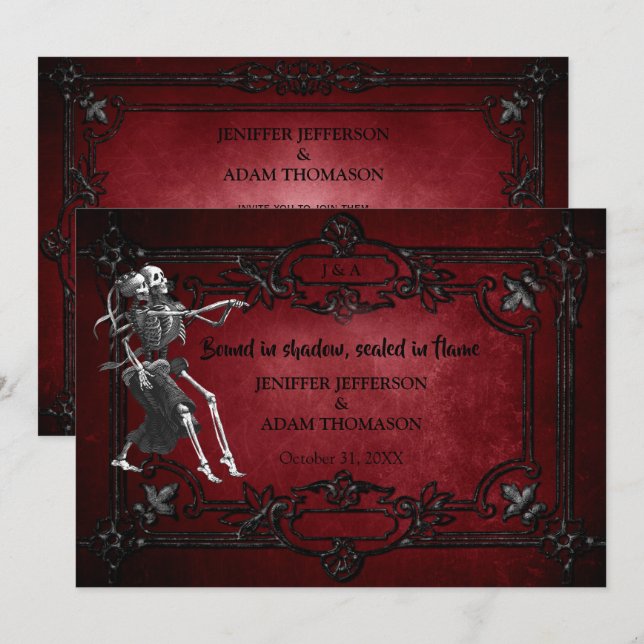 invitación de boda de Halloween gótica (Anverso / Reverso)