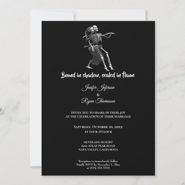 Invitación de boda de Halloween gótica (Anverso)
