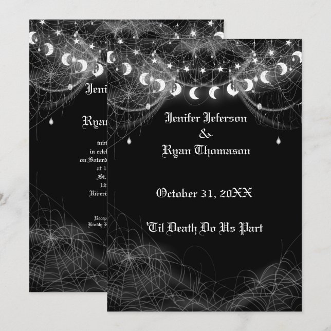 invitación de boda de Halloween gótica (Anverso / Reverso)