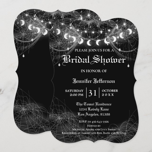 Invitación de boda de Halloween gótica (Anverso / Reverso)