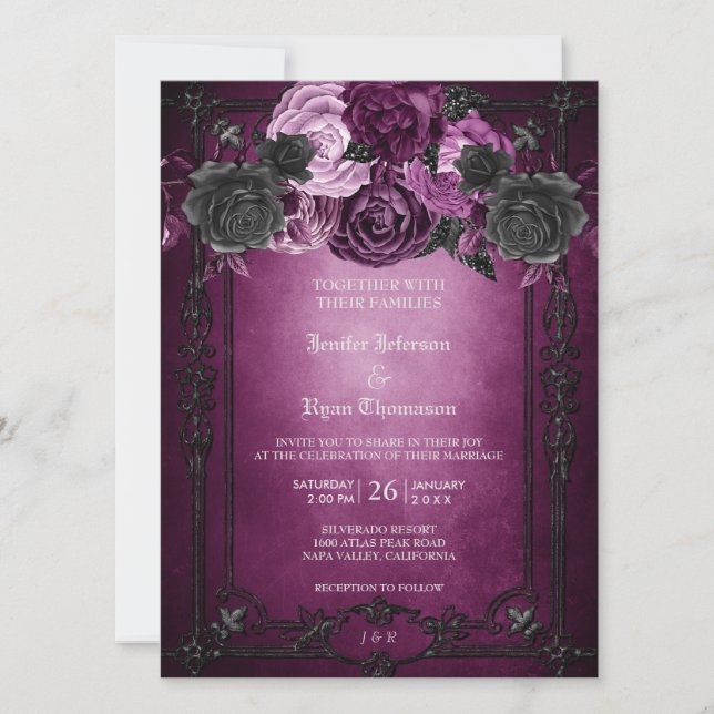invitación de boda de Halloween gótica (Anverso)