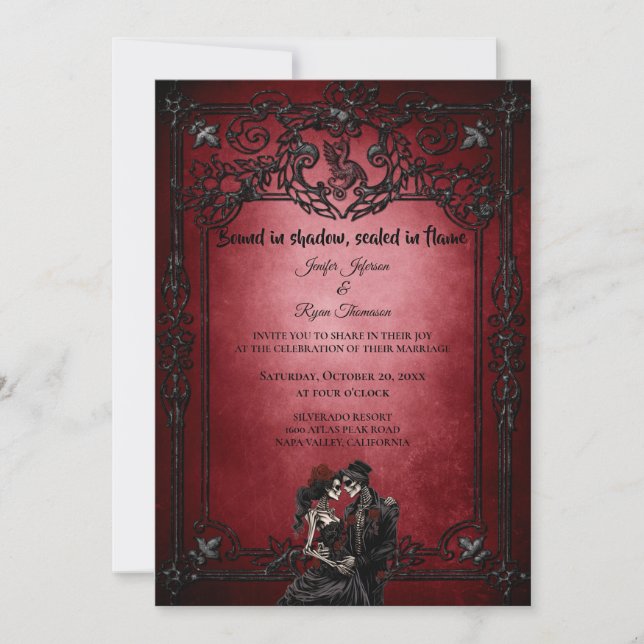 invitación de boda de Halloween gótica (Anverso)