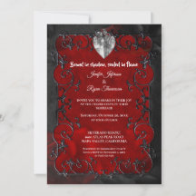 Invitación de boda de Halloween gótica de color ro