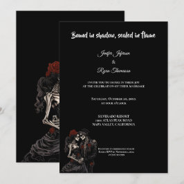 Invitación de boda de Halloween gótica de color ro