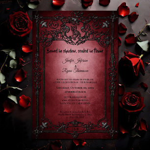 Invitación de boda de Halloween gótica de color ro