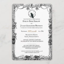 Invitación de boda de Halloween gótica de luna vic